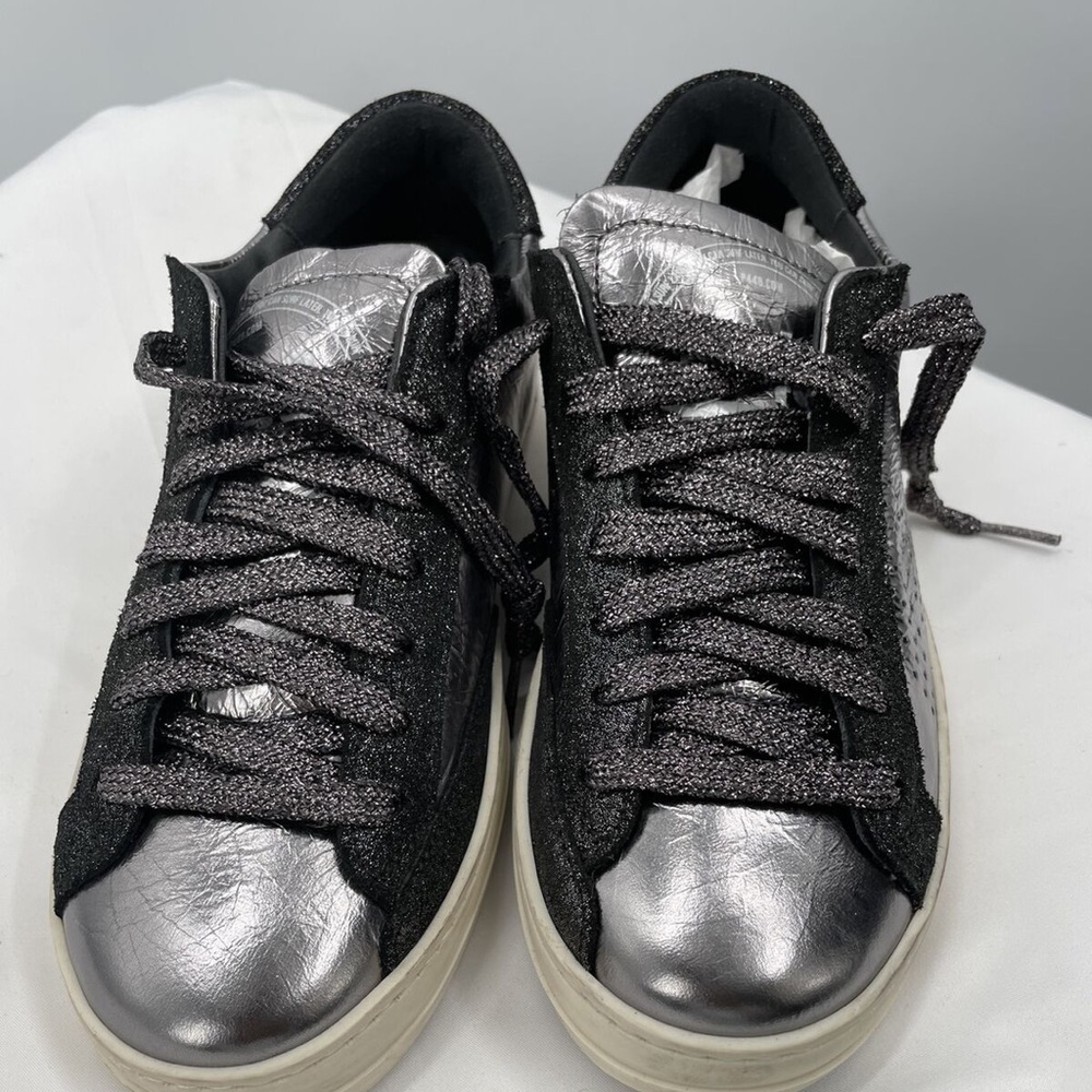P448 John Jafar Black and Silver Women's Sneakers